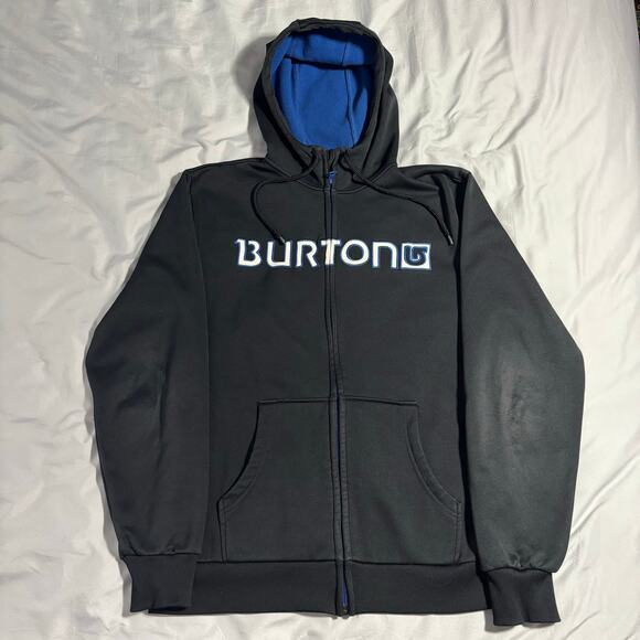 Burton Spell-out Black Full Zip Spell-Out Logo Fleece Jacket Size Medium - Picture 1 of 6